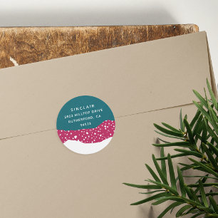 Snowdrift Holiday Return Address Classic Round Sticker