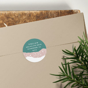 Snowdrift Holiday Return Address Classic Round Sticker