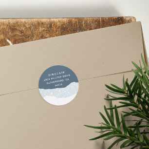 Snowdrift Holiday Return Address Classic Round Sticker