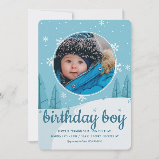 Snowdrift Photo Birthday Party Invitation (Front)