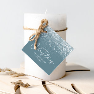 Snowdrift Winter Blue Merry Christmas Favour Tags