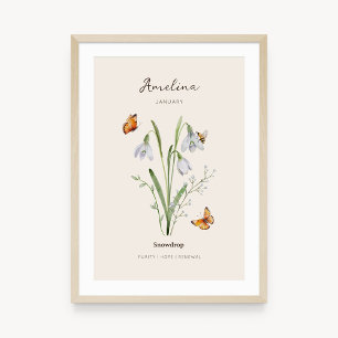 Snowdrop Birth Month Flower Poster
