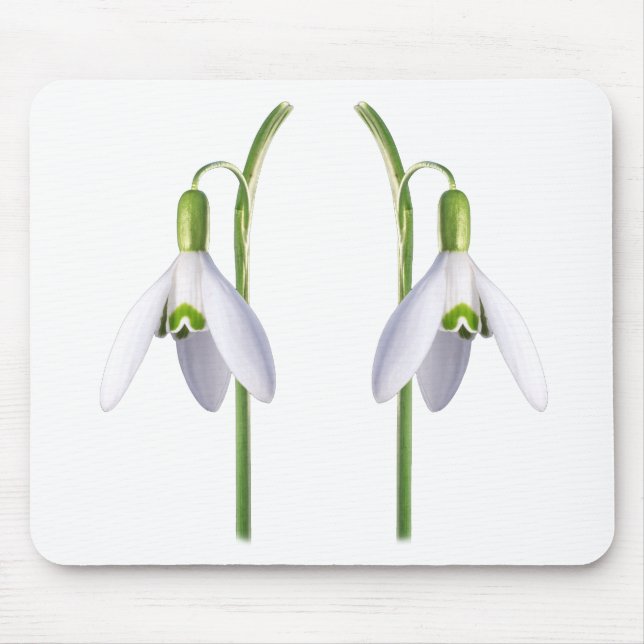 Snowdrop Fabric Pattern. Mouse Mat (Front)