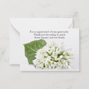 Snowdrop Flower On After Funeral Thank You Card