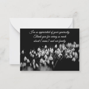 Snowdrop Flower On After Funeral Thank You Cards