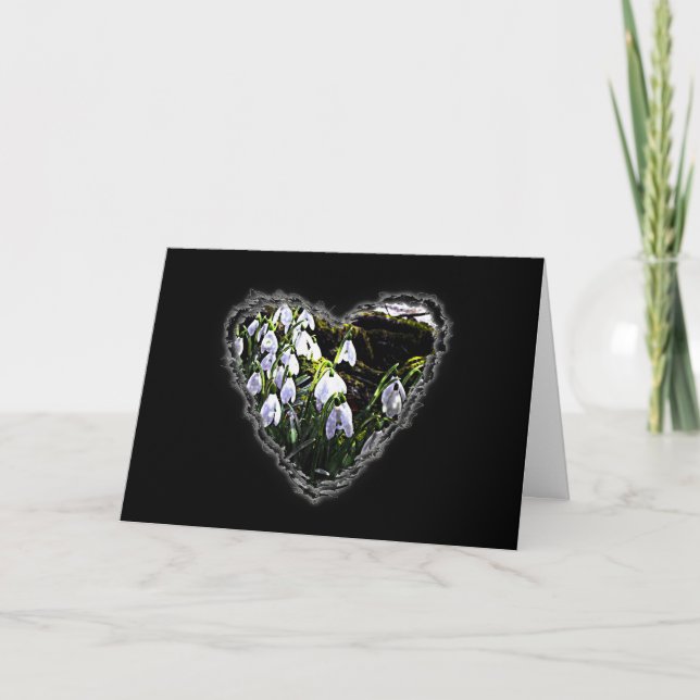 Snowdrop Heart Valentine Love Romance Card (Front)