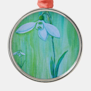 Snowdrop Painting Metal Tree Decoration