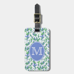 Snowdrop Pattern Monogram on Powder Blue Luggage Tag