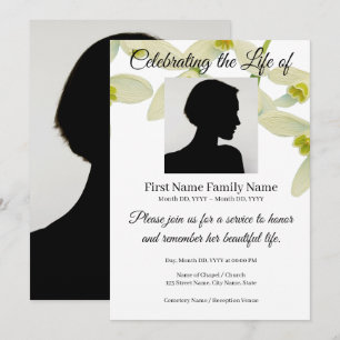 Snowdrop pink memorial invitation