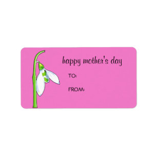Snowdrop pink Mother's Day Gift Tag Label