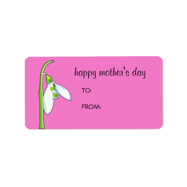Snowdrop pink Mother's Day Gift Tag Label (Front)