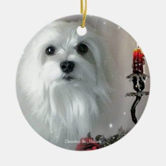 Snowdrop the Maltese Ceramic Tree Decoration