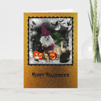 Snowdrop the Maltese Halloween Greeting Card