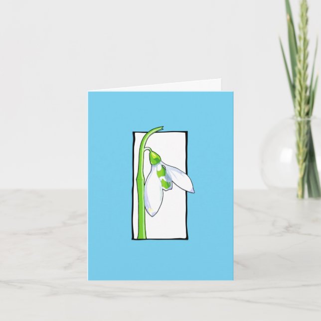 Snowdrop white blue Note Card (Front)