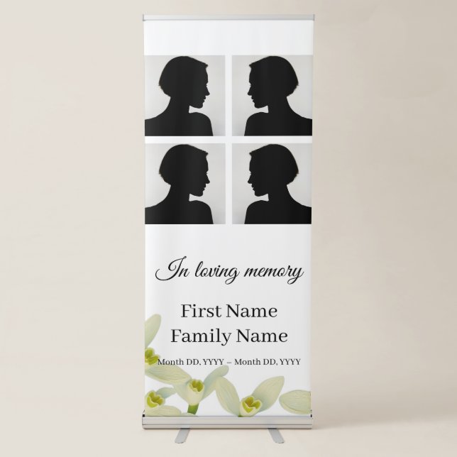 Snowdrop white memorial collage  retractable banner (Front)
