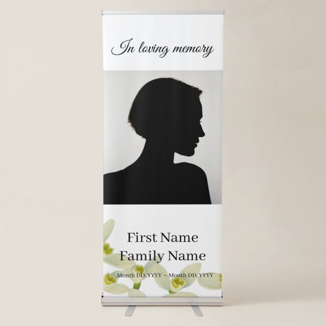 Snowdrop white memorial  retractable banner (Front)
