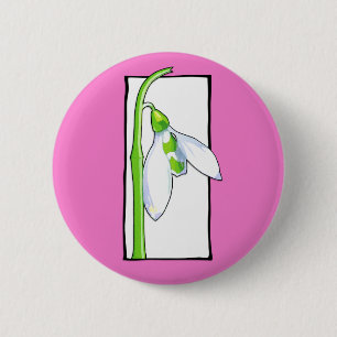 Snowdrop white pink Button