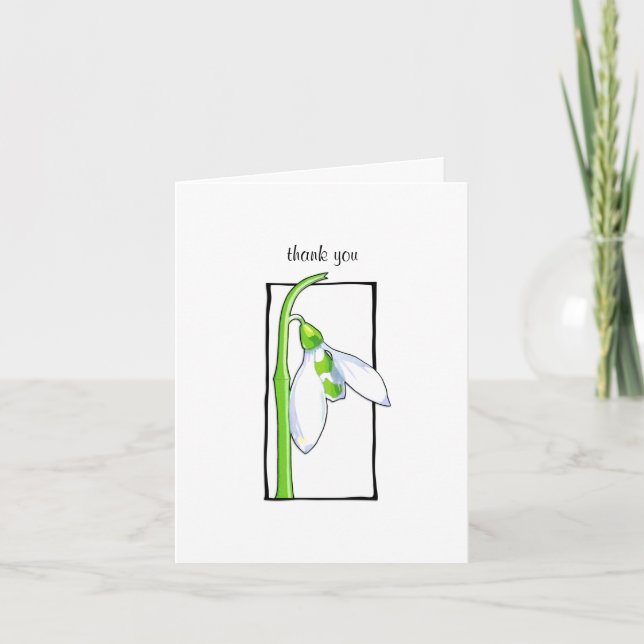 Snowdrop white Thank You Note Card (Front)