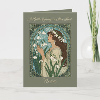 Snowdrop Woman Mother-Focused Birth Month Card