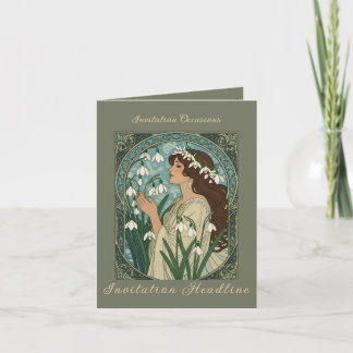 Snowdrop Woman Mother-Focused Birth Month Invitation