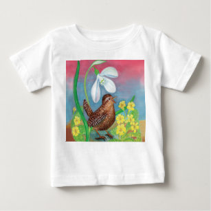 Snowdrop & wren bird summon the spring  baby T-Shirt
