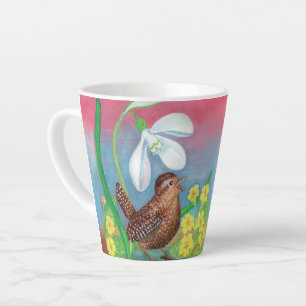 Snowdrop & wren bird summon the spring kids' latte mug