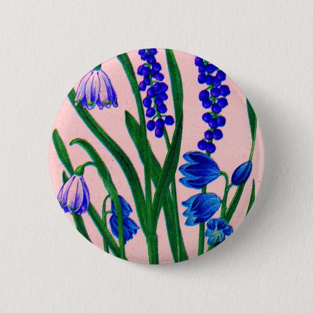 snowdrops and scilla 6 cm round badge (Front)