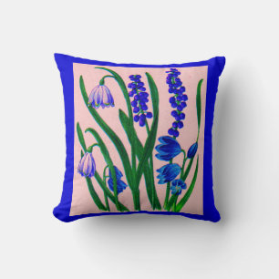 snowdrops and scilla cushion