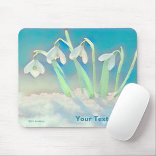 Snowdrops Blue Mouse Mat