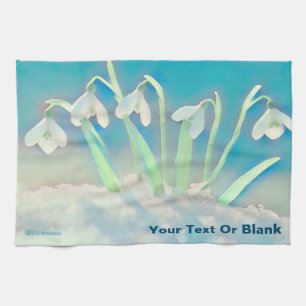 Snowdrops Blue Tea Towel