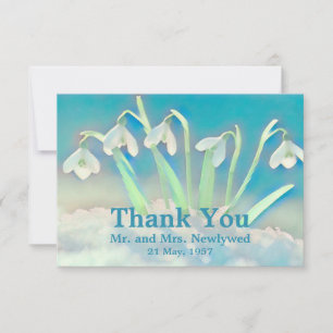 Snowdrops Blue Thank You Card