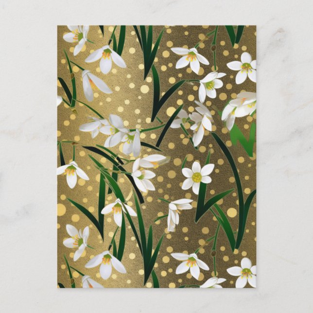Snowdrops Chiyogami  Postcard (Front)