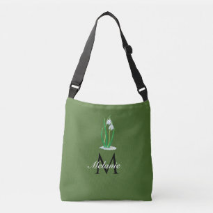 Snowdrops Flowers Early Spring Custom Monogram Crossbody Bag