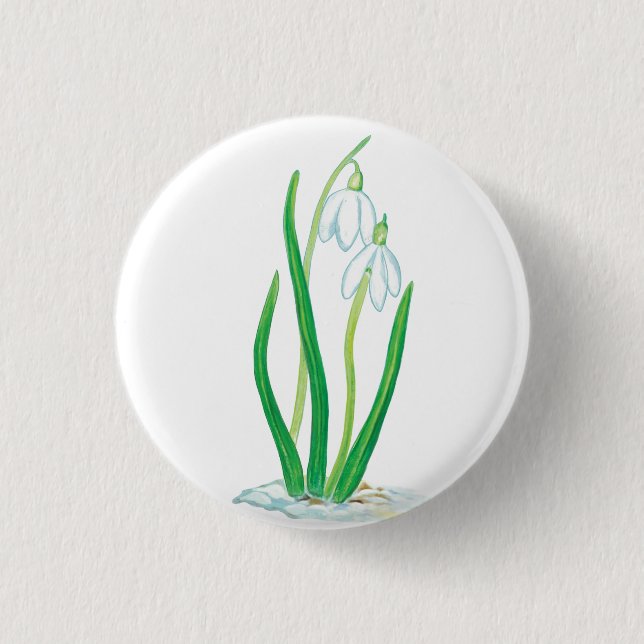 Snowdrops (Galanthus nivalis)   3 Cm Round Badge (Front)
