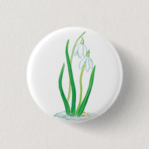 Snowdrops (Galanthus nivalis)   3 Cm Round Badge