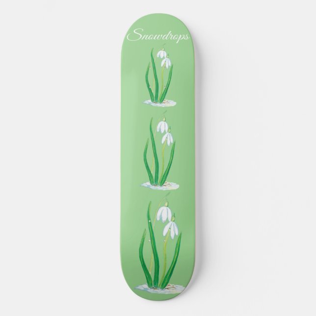 Snowdrops (Galanthus nivalis) Personalised  Skateboard (Front)