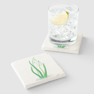 Snowdrops (Galanthus nivalis) Stone Coaster