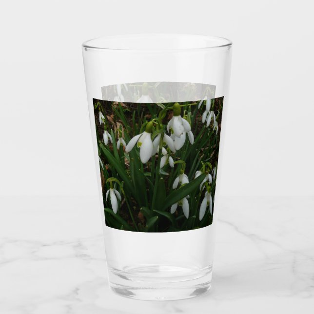 Snowdrops I (Galanthus) White Spring Flowers Glass (Front)