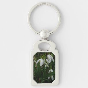 Snowdrops I (Galanthus) White Spring Flowers Key Ring