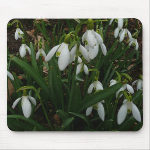 Snowdrops I (Galanthus) White Spring Flowers Mouse Mat