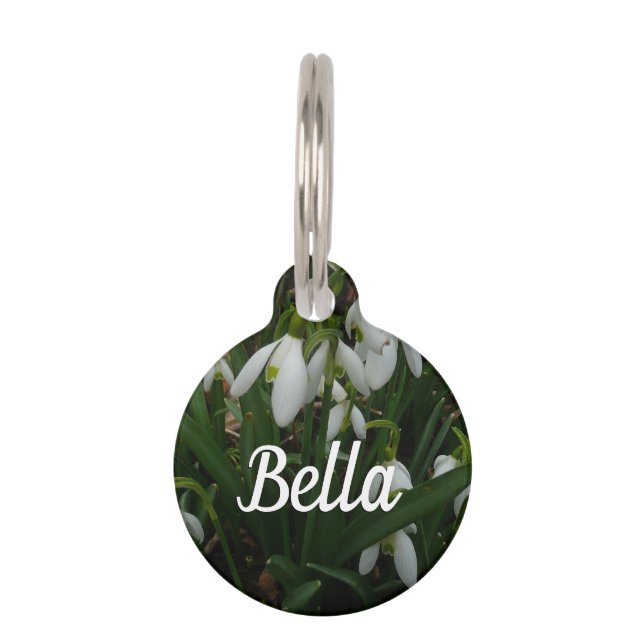 Snowdrops I (Galanthus) White Spring Flowers Pet Tag (Front)