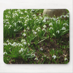 Snowdrops II (Galanthus) Spring Floral Mouse Mat