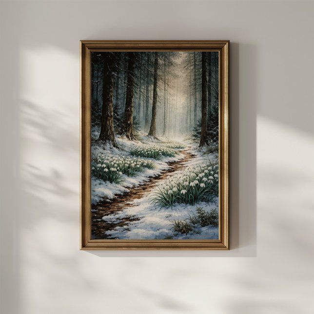Snowdrops in Winter Forest Poster (Creator Uploaded)