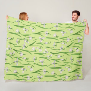 Snowdrops on honey dew fleece blanket