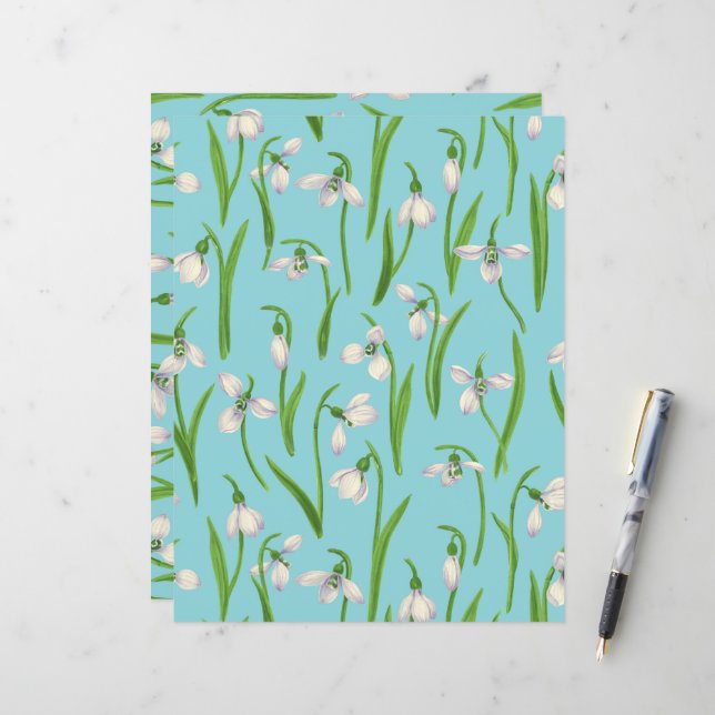 Snowdrops on pool blue (Front/Back In Situ)