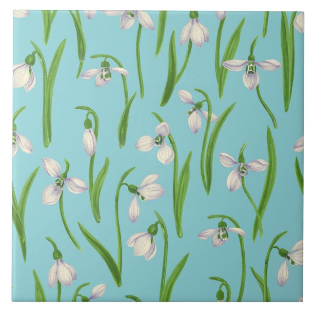 Snowdrops on pool blue tile (Front)