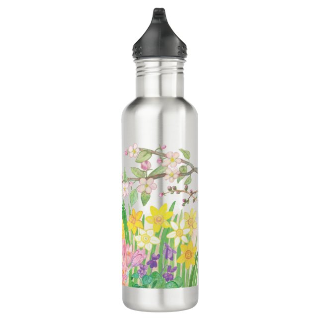 Snowdrops, primroses, apple blossoms, daffodils  710 ml water bottle (Right)