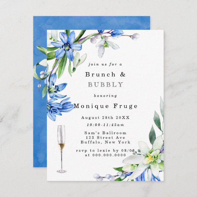 Snowdrops Scilla Brunch & Bubbly Invitations (Front/Back)