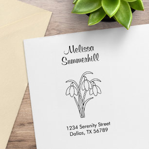 Snowdrops - Spring Flowers Address Rubber Stamp