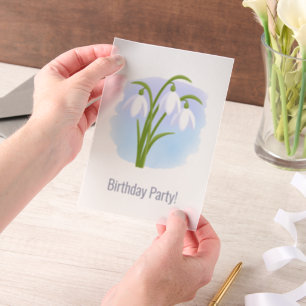 Snowdrops Spring Flowers on Watercolor Insert Vellum Invitations